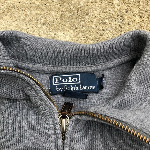 1990s Polo Ralph Lauren Gray/Blue half zip sweater - Picture 3 of 3